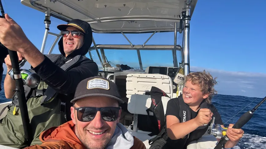 The crew on some Tuna out in the Canyons.  Select Image to view